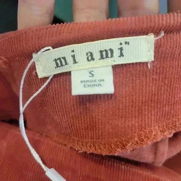 Miami Women's Rust Red Cotton/Spandex Corduroy Wrap Button Front Mini Skirt - Picture 8 of 8